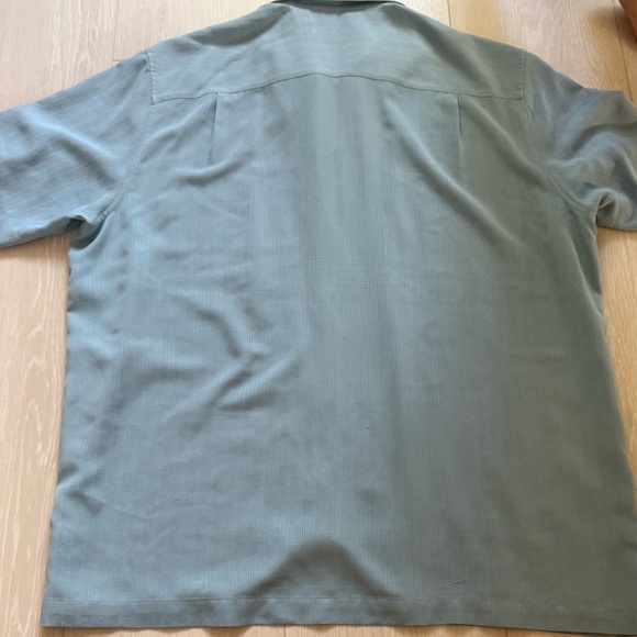 3/$10 Alfani Short Sleeve Light Blue Button Down Silk Shirt - Picture 5 of 6